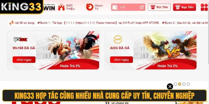 King33 hợp tác cùng nhiều nhà cung cấp uy tín, chuyên nghiệp