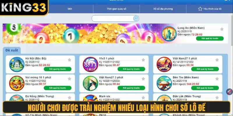 Người chơi được trải nghiệm nhiều loại hình chơi số lô đề